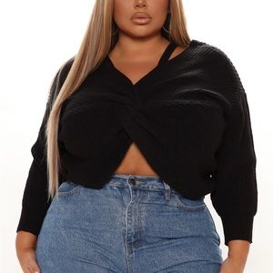 Fashion NOVA - Fall Fave Twist Sweater - Black 2X Women's NWT